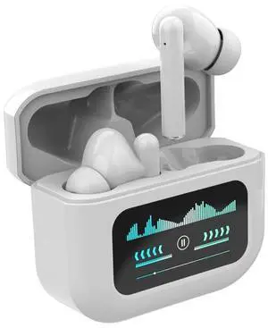 SLuB Bluetooth 5.4 Earbuds with LCD Touchscreen: in-Ear, Dual Independent Design, Featuring HiFi Sound Quality, Compact, Lightweight, and with Automatic Pairing Function.(White)