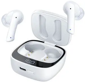 Noise Cancelling Earbuds ENC+EDR Bluetooth Earbuds Wireless Stereo Headphone w/Hall Switch High Fidelity TWS Earbuds Deep Bass Headphone Duckie (Porcelain White)