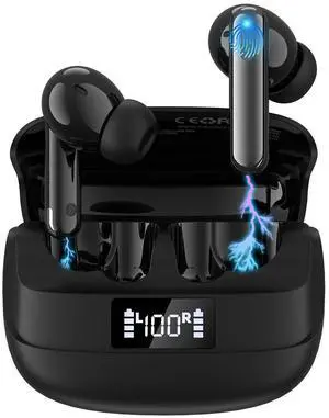 AHORALA Wireless EarbudsBluetooth 5.4 Earbuds,Big Bass Stereo Sound4 Mic ENC AI Clear Calls.40H Playtime LED DisplayIPX5 Waterproof EarphonesFlip Design Earphones.