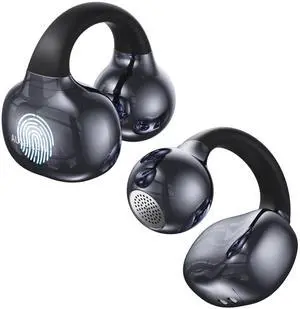 Headphones wireless earbuds IPX6 waterproof Ear buds,touch control Bone conduction headphones air conduction stereo with 11mm driver 42 hours playback time,for Fitness/Sports/Home/Office (black)