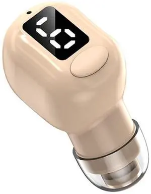 Single Invisible Bluetooth Earbuds Smallest Tiny Hidden Headphones for Work Small Sleep Ear Buds Mini Spy Microphone Wireless Hidden Secret Micro Earbuds for Small Ears Discreet Earpiece - Beige
