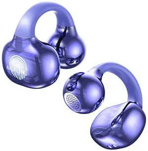 Wireless Headphones, Wireless 5.4 Open Headphones, Lightweight and Comfortable Ear Clip Earbuds with Touch Controls Playback 42 Hours IPX6 Waterproof for iOS/Android Sports and Fitness, violet