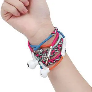 URIZONS Nylon Braided Tangle Free in Ear Headphones - Colorful Wraps Wired Earbuds Bracelet with Microphone High Definition Compatible with iPhone, iPad, Mac, Laptop Android Samsung (7#)