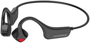 YouthWhisper Bone Conduction Headphones - Bluetooth Running Earphones Open Ear Wireless Headset with Mic, Sweat Resistant Conducting Headphone for Workout Hiking Fitness Walking (Black)