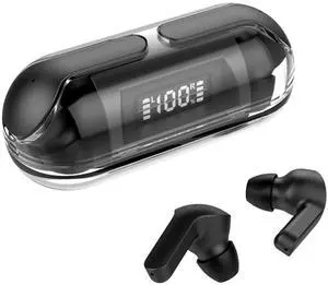ZHONGDE Crystal Earphone Bluetooth Earbuds Wireless Low Latency Cute Easy Touch Control Game Music Modes Long Durance Multipoint Pairing Earphones Transparent 26Hrs, IPX4 LR04(Black)