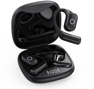 YHO Open Ear Headphones Ear Buds Wireless Earbuds 80Hrs Playtime Bluetooth Ear Buds with Earhooks Bluetooth 5.4 Touch Control Air Conduction Sport Headsets IPX7 Waterproof Earphones for Running