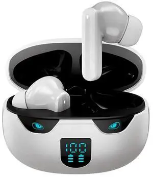Generic Noise Cancelling Wireless Earbuds with Built-in Microphone, Earbud Headphones for Men and Women, White