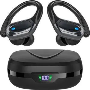Wireless Bluetooth Earbuds, in-Ear Headphones with Noise Canceling Mic, 80 Hours Playback, Power Display, Black