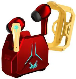 Xmenha Red True Wireless Earbuds with Mic Microphone Bluetooth 5.3 TWS Wireless Gaming Earbuds Low Latency Blue Tooth Ear Buds in Ear Headphones Bluetooth Ear Buds Earphones for iPhone Android