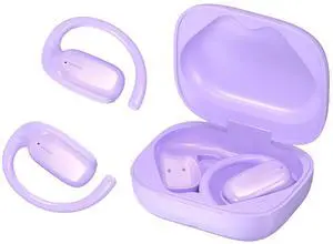 Xmenha Open Ear Headphones Wireless Bone Conduction Headphones Purple Ear Buds with Ear Loops Bluetooth Running Sport Earbuds with Ear Hooks Open Ear Bone Conduction Earbuds Induction Earphones