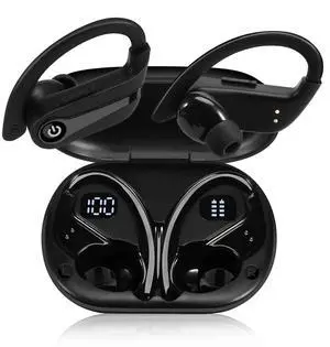 UrbanX Challenger Series Sports Earphones Wireless Bluetooth with Built-in Mic, 200H Playtime, Immersive Sound, Quick-Pair, Secure Fit, IPX7 Waterproof, Compatible with Amazon Fire Max 11 - Black