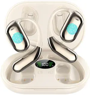 AI Language Translation Earbuds, 3-in-1 AI Wireless Translator Earbuds Real Time Translating Earbud for 144 Languages, HF Sound, Bluetooth 5.4 Headphones for Travel Sport Business (Beige)