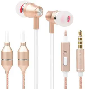 ibrain Air Tube Headphones Air Tube Earbuds for Protection Airtube Headset with Microphone in Ear Earphones Wired Compatible with 3.5mm Jack for Safe and Healthy Listening - Gold