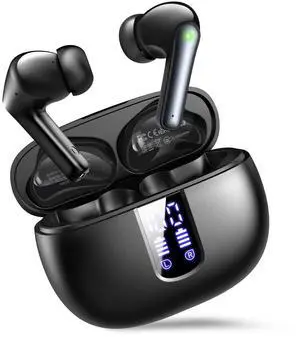 Ear Buds Wireless Earbuds - Bluetooth 5.3 Headphones (48H Playback) Built in Mic with LED Display Charging Case, IP7 Waterproof Earphone for iPhone Andriod Phones Laptop Sports Workout - Black