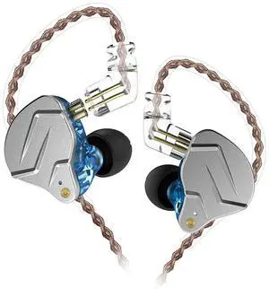 erjigo KZ ZSN Pro Dynamic Hybrid Dual Driver in Ear Earphones Detachable Tangle-Free Cable Musicians in-Ear Earbuds Headphones (Blue Without Mic)