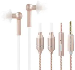 ibrain Air Tube Headphones Wired Airtube EMF Free Earbuds Air Tube Headset with 3.5mm Jack Low EMF Earbuds for Safe Listening - Gold