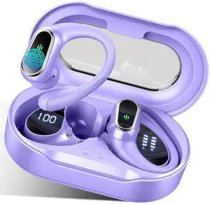 Wireless Earbuds, 2025 Bluetooth 5.4 Headphones Sport, Bluetooth Earbuds with ENC Noise Canceling Mic, 50H Stereo Wireless Headphones IP7 Waterproof with Earhooks, Dual LED Display for Workout/Running