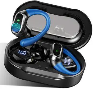 Rolosar Wireless Earbuds, 2025 Bluetooth 5.4 Headphones Sport, Bluetooth Earbuds with ENC Noise Canceling Mic, 50H Stereo Wireless Headphones IP11 Waterproof with Earhooks, Dual LED Display