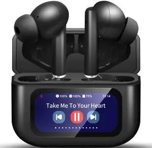ANC Wireless Earbuds with Bluetooth 5.4, LED Touch Screen in Ear Bluetooth Earbuds, 40H Playtime Active Noise Cancelling Stereo Sound, IPX5 Waterproof Earphones, Fast Charging, for ios/Android Black