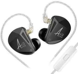 KZ AS10 PRO in-Ear Earphones 5BA Wired Earbuds with Mirror Polygon Faceplate, 2 Pin Detachable Cable for Gaming Audiophile Musicians, HiFi Bass Noise Isolation(Black with Mic)