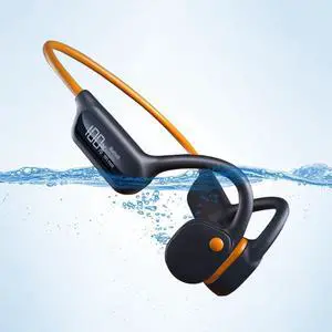 Quidnuran Bone Conduction Headphones Swimming Headphones Bone Conduction Wireless Earbuds Waterproof Headphone for Swimming Music Player Built-in 32G Memory Open Ear Sports Earphone Orange