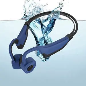 Bone Conduction Headphones Bone Conduction Wireless Earbuds Swimming Headphones Open Ear Headphones Underwater Headphones For Swimming Built-In Mic Sports Headset With 16G Memory Swimming blue