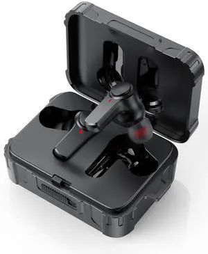 Qozybuds 29dB SNR Mic Wireless Earbuds Bluetooth 5.4, 70H Playtime Military IPX6 Waterproof Headphones, 66ft Range Sport Earphones for Construction Running Gym