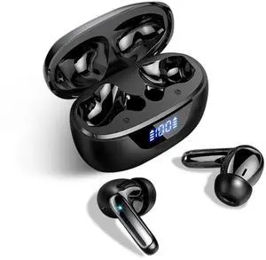 Wireless Earbuds Bluetooth 5.3 Headphones Headphones Bass Stereo, 48Hrs Playback Ear Buds with LED Display IPX7 Waterproof in-Ear Earphones with Mic for Phone Tablet Laptop