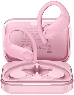 NUTSHELL NS18 Wireless Earbuds for Sports, 14mm Drivers with Big Bass, 12H Non-Stop Playback, Sweat-Resistant, Personalized Equalizer with 4 Preset Sound Modes, Clear Calls, Bluetooth 5.3, APP - Pink