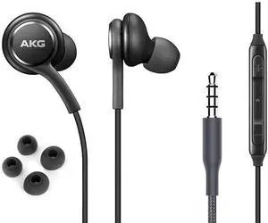 Petories OEM Earbuds Stereo Headphones for Samsung Galaxy S10 S10e Plus Cable - Designed by AKG - with Microphone and Volume Buttons (Black) - 2 Pack