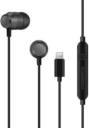 PALOVUE Lightning Headphones Earphones Earbuds in-Ear Magnetic MFi Certified with Microphone Compatible iPhone 14 13 12 11 Pro Max iPhone X XS Max XR iPhone 7 8 Plus iPad Metallic Black