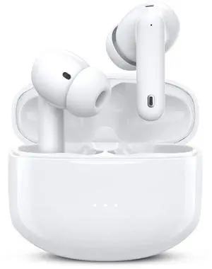 HISOOS Wireless Earbuds Bluetooth Active Noise Cancelling Headphone Wireless Ear Buds in-Ear Headphones with Charging Case IPX7 Waterproof Earphones for iPhone Android,Music Game Call (White)