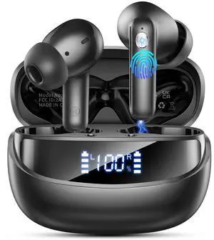Wireless Earbuds, Bluetooth 5.4 Headphones with 4 ENC Noise Cancelling Mic, 45Hrs Playtime Wireless Headphones HiFi Stereo Deep Bass, in Ear Earbuds IP7 Waterproof, Bluetooth Earphones for Android iOS