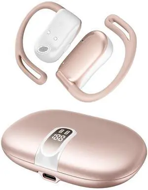 NEOQOQO Open Ear Headphones, 0.28oz Lightweight Next-Gen Bluetooth 5.4 Air Conduction Wireless Earbuds w/Extra Bass, 48H Playtime, 3 EQ Modes, ENC Mic, IPX5, Snug Fit for Workout Running Gold Rose