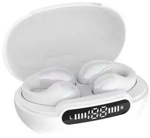 Wireless Earbuds Bluetooth Headphones Playback Deep Bass Stereo Ear Buds with LED Power Display Charging Case Waterproof Earphones with Mic Headset for Laptop Pad Android/iOS Phones (White)