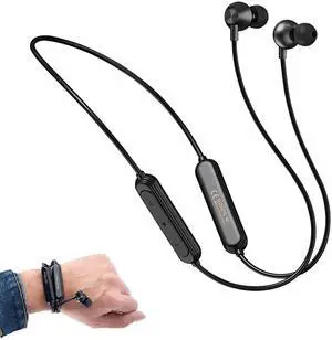 MOCANIO Neckband Bluetooth Headphones 9D Surround Sound HiFi Stereo Neck Hanging Noise Reduction in-Ear Wireless Earbuds 8 H Music Time IPX6 Waterproof Ultra-Lightweight Comfort for Sports/Office