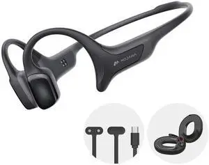 Mojawa HaptiFit Terra Open Ear Bluetooth Bone Conduction Headphones, Headphone Storage Bag and Extra Charging Cable, Waterproof Wireless Earphones with Mic and 32GB MP3, for Workouts, Swimming and Run
