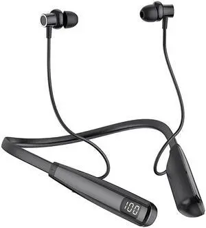 MOCANIO Sport Neckband Headphones Bluetooth 5.3 in Ear 100 Hours Working Time with LED Battery Indicator Magnetic Neckband Wireless Stereo Headset IPX5 Waterproof for Sports/Workout/Office