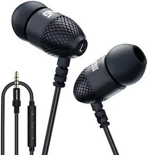 MOXKING Wired Durable Metal Earphones Earbuds w Microphone and Volume Control, Deep Bass Clear Sound Noise Isolating in Ear Headphones, Ear Buds for Cell Phones, Laptop, Computer, iPad, iPod, Gaming