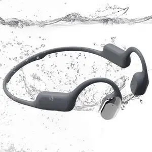 MARLALL Swimming Bone Conduction Headphones with Night Safety Light, IP68 Waterproof MP3 Mode Underwater Swimming Headphone, Wireless Sport Open Earphones Bluetooth 5.4 Earbuds,Chrome Silver