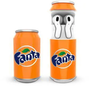 Fanta Can Shaped Wireless Earbuds  Bluetooth 5.0 Headphones with Built-in Mic, Voice Assistant Compatibility, 9H Playtime, HD Stereo Sound, Noise Cancelling  Compatible with Apple & Android
