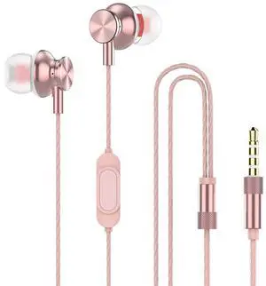 Earbuds for Small Ears, M30 Wired in Ear Buds with Microphone 3.5mm Jack Earphone for Women,Girls,Teen (Rose Pink, Without Storage case)