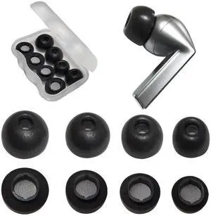4 Pairs L/M/S/XS Memory Foam Tips for Samsung Galaxy Buds3 Pro Ear Tips Replacement Earbuds Tips for Galaxy Buds 3 Pro Earbud Fit in Case Black