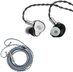 Linsoul Kiwi Ears KE4 in Ear Monitor, 2DD+2BA Hybrid Earphone & Tripowin C-01 IEM Cable, 16 Core Hybrid Copper-Silver Earphone Cable