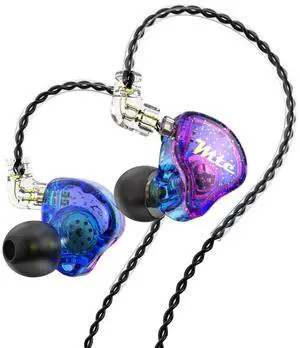 KYUHEEO TRN MTE in Ear Monitor Earbuds 10mm Dynamic Driver Headphones Earphones Wired in Ear Buds 3.5MM Jack with Removable 2Pin Cable for Singers Band Audiophile(Purple,Without Mic)