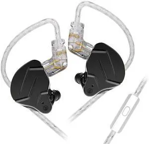 KYUHEEO KZ ZSN PRO X Wired Earbuds, KZ IEM 1BA+1DD Hybrid Dual Driver Ear Monitors HiFi in-Ear Headphones with Detachable 2pin 0.75mm Cable for Singer Phone Computer(Black, with Mic)