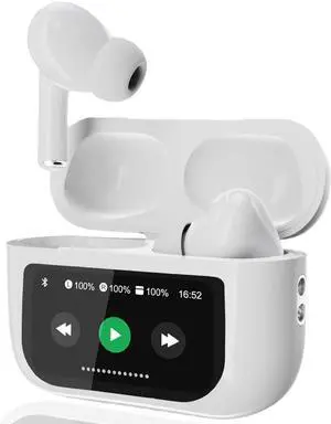KUIZNE Wireless Earbuds, Bluetooth 5.4 Ear Buds with Multifunctional Touch Screen, ANC/ENC Noise Cancelling Headphones with 40H Playtime, Bass Stereo Sound, Lightweight, for iOS/Android