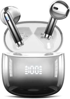 Kicoeon Wireless Earbuds, Bluetooth Headphones 48H Playtime Ear Buds with LED Power Display, IPX7 Waterproof Bluetooth 5.4 Earphones in-Ear Earbuds with 4 Mic for Android iOS Cell Phone Laptop, Black