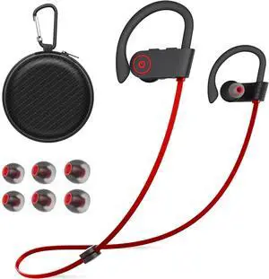 JOYWISE Bluetooth Headphones Wireless Earbuds 16H Playtime Wireless Headphones IPX7 Waterproof Bluetooth 5.3 Running Ear Buds with Mic Stereo in Ear Earphones Sound Isolation for Workout, Sports Red
