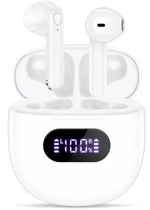 Wireless Earbuds, V5.3 Bluetooth Headphones, 48H Playtime LED Power Display USB-C Fast Charging Case, HiFi Stereo Deep Base Earphones IPX7 Waterproof Ear Buds with Built-in Mic for Workout/Home/Office